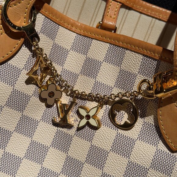 NEVERFULL MM LOUIS VUITTON BAG TOTE WITH CHAIN BAG CHARM - Picture 3 of 3